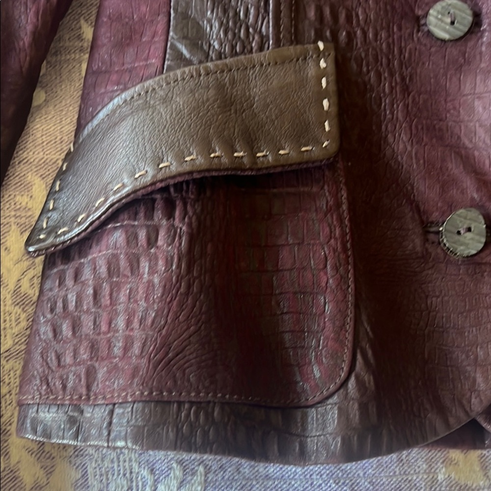 Henry beguelin burgundy/Brown Leather Jacket size 40 - Picture 4 of 7